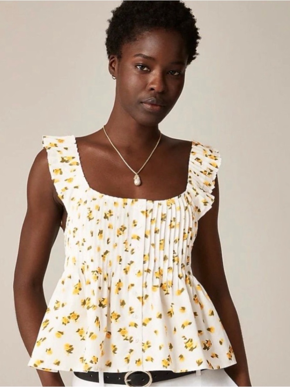 J.Crew Pintuck Peplum Top in Budding Rose Print